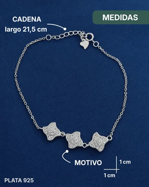 Pulsera de Plata 925 - Flores en Punta